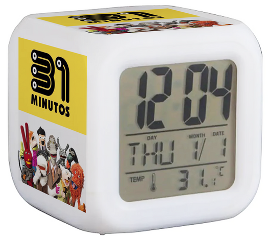 Reloj digital 31 minutos con luces led y despertador