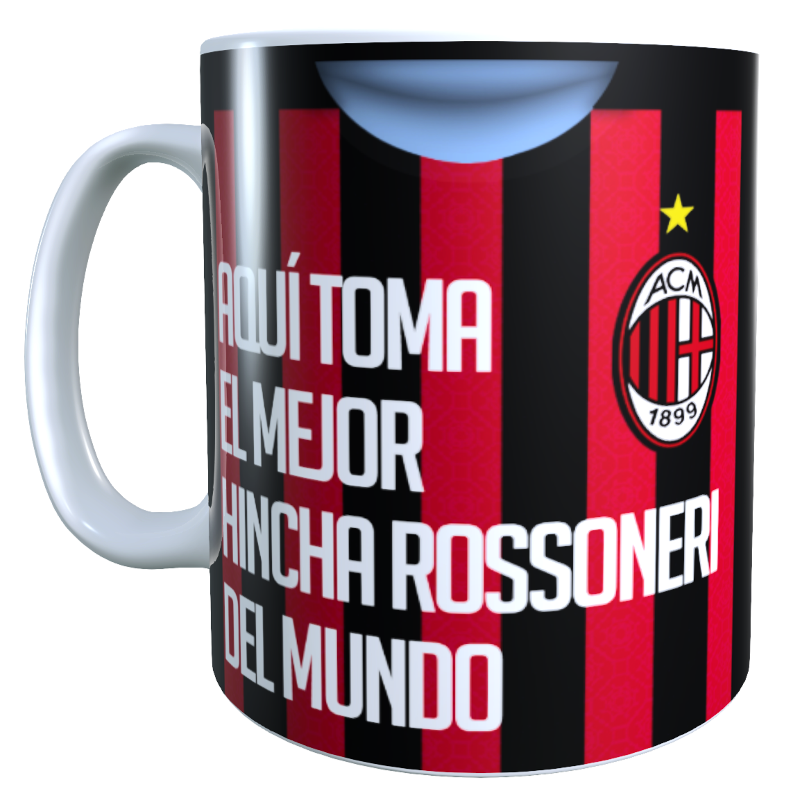Taza Personalizada con Apellido y Numero, Diseño AC Milán