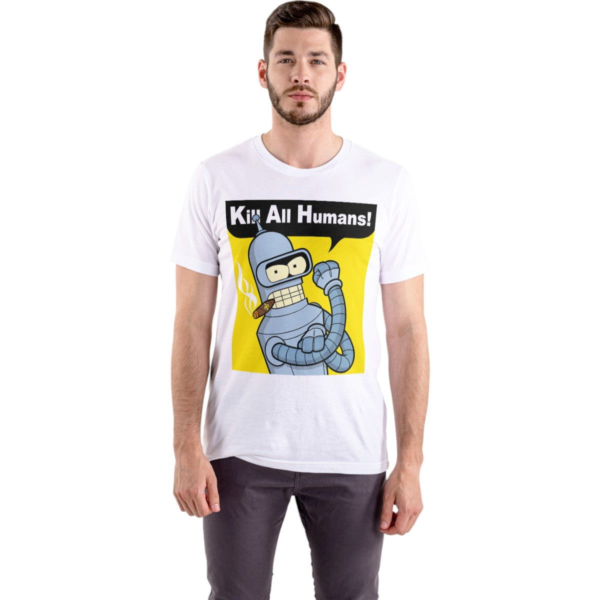 Polera UNISEX Bender / FUTURAMA KILL ALL HUMANS 100% Algodón