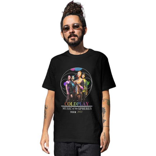Polera Negra Diseño Coldplay- Music of the Spheres (100% Algodón)