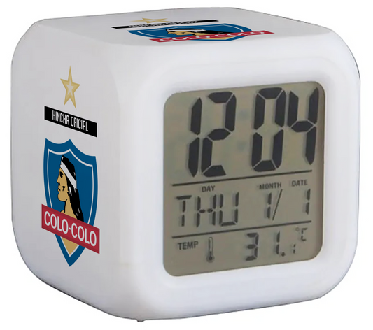Reloj digital Colo Colo con luces led y despertador