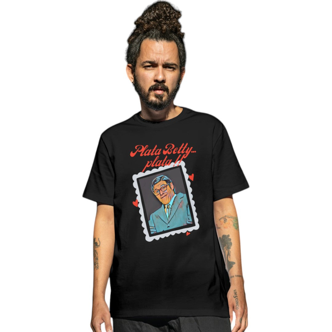 Polera Plata Betty / Nicolás Mora (Yo soy betty la fea) 100% algodón
