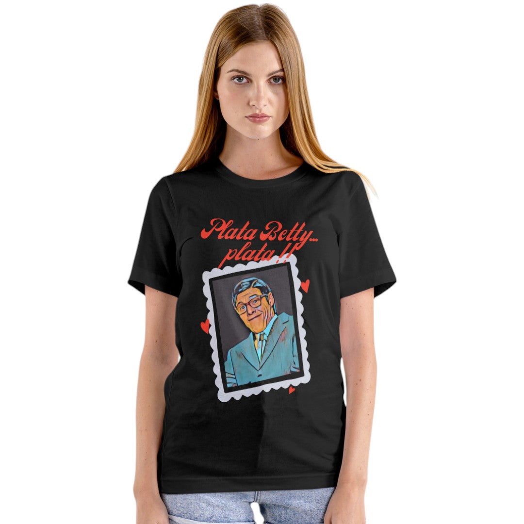 Polera Plata Betty / Nicolás Mora (Yo soy betty la fea) 100% algodón