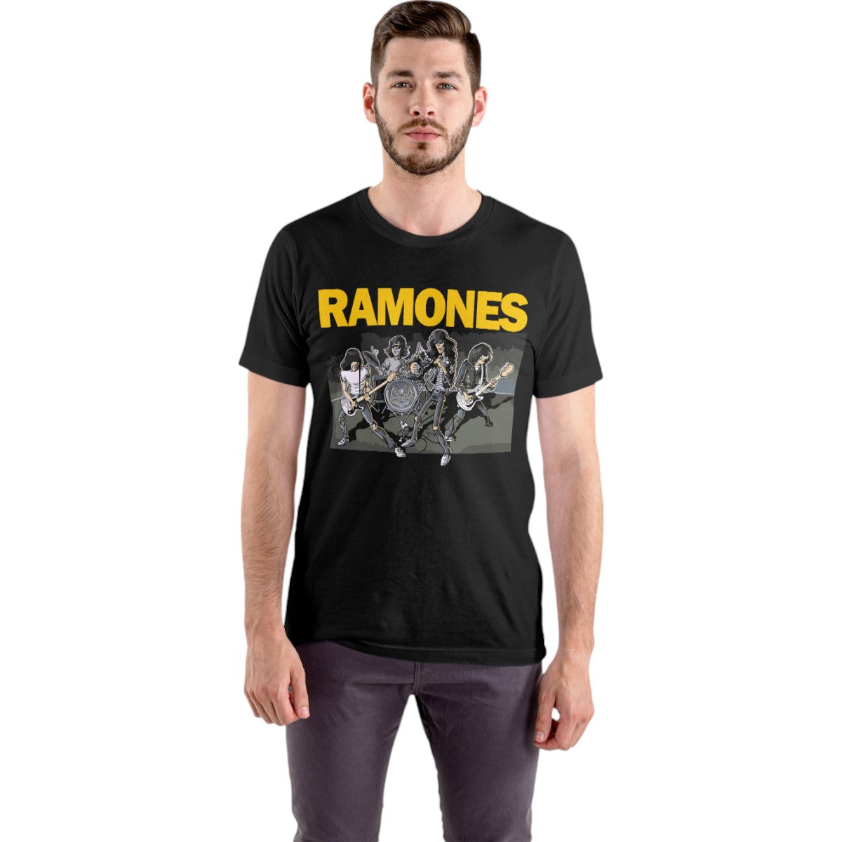 Polera UNISEX Ramones / Integrantes Cartoon 100% Algodón
