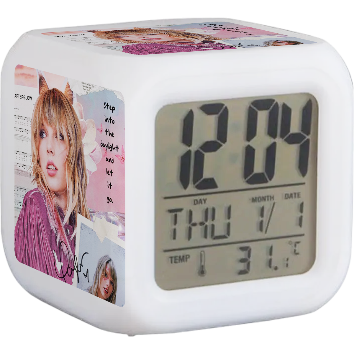 Reloj digital Taylor Swift con luces led y despertador