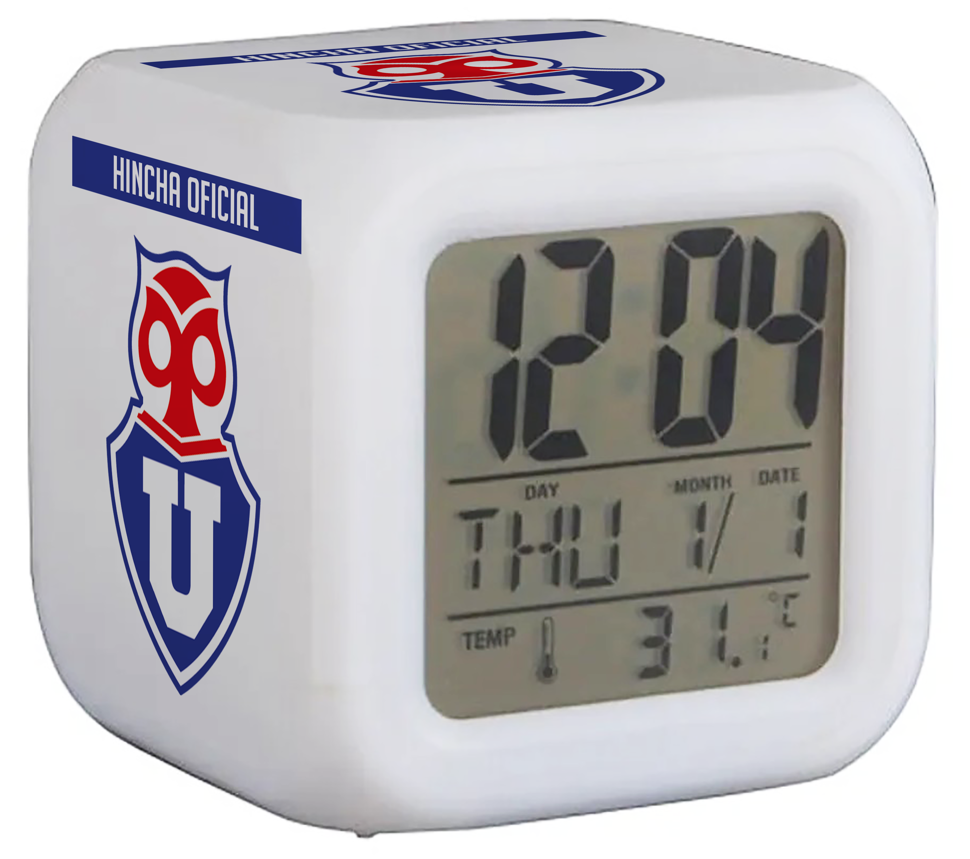Reloj digital UNIVERSIDAD DE CHILE con luces led y despertador