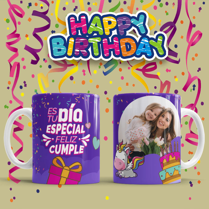 Taza Personalizada con Foto, Feliz Cumpleaños Frase: Es tu Día Especial