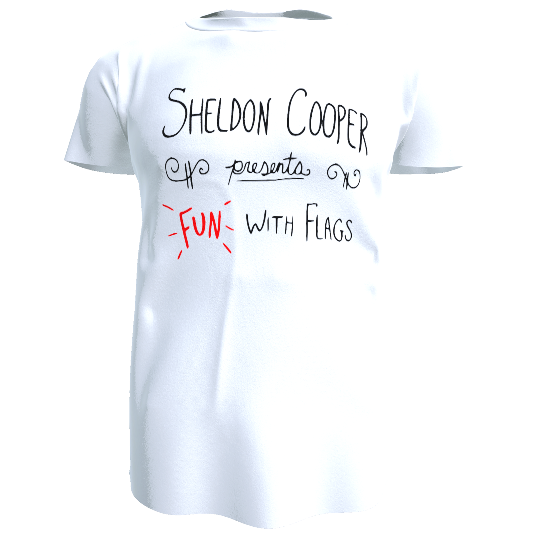 Polera The Big Bang Theory / Sheldon Cooper Presenta Diversión con Banderas (100% Algodón)