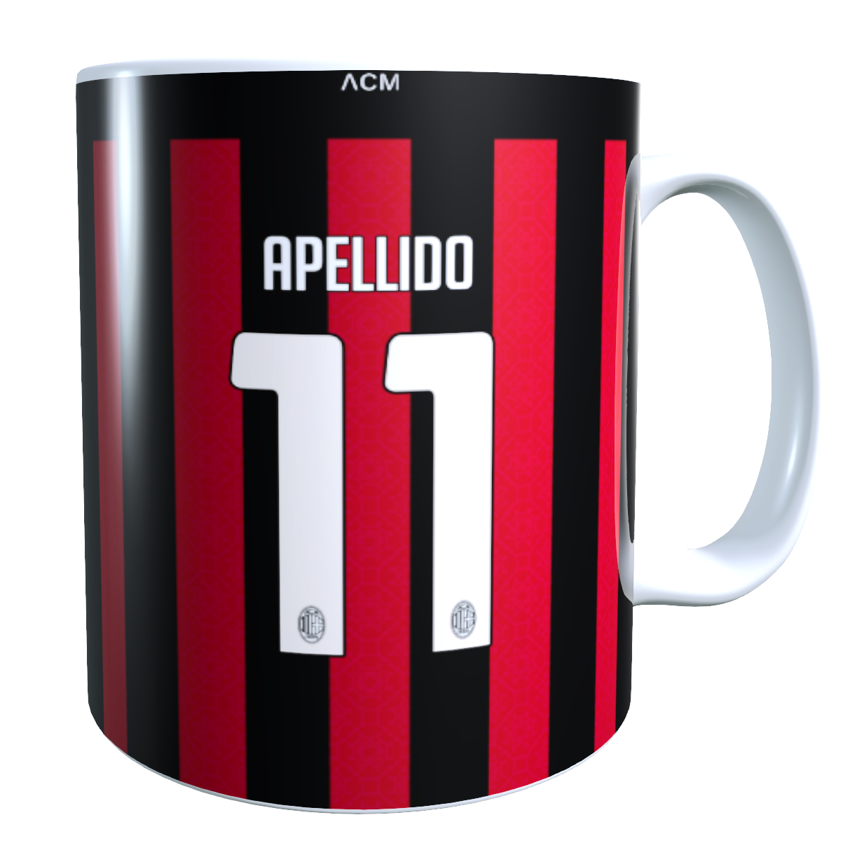 Taza Personalizada con Apellido y Numero, Diseño AC Milán