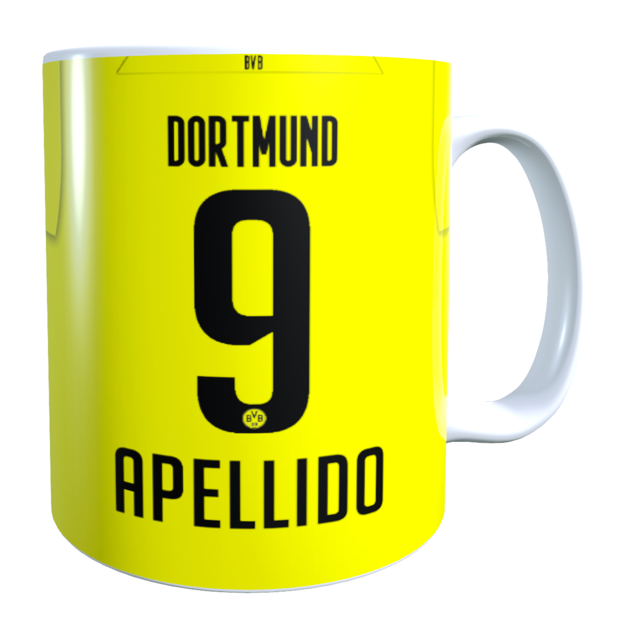 Taza Personalizada con Apellido y Numero, Diseño BORUSIA DORTMUND