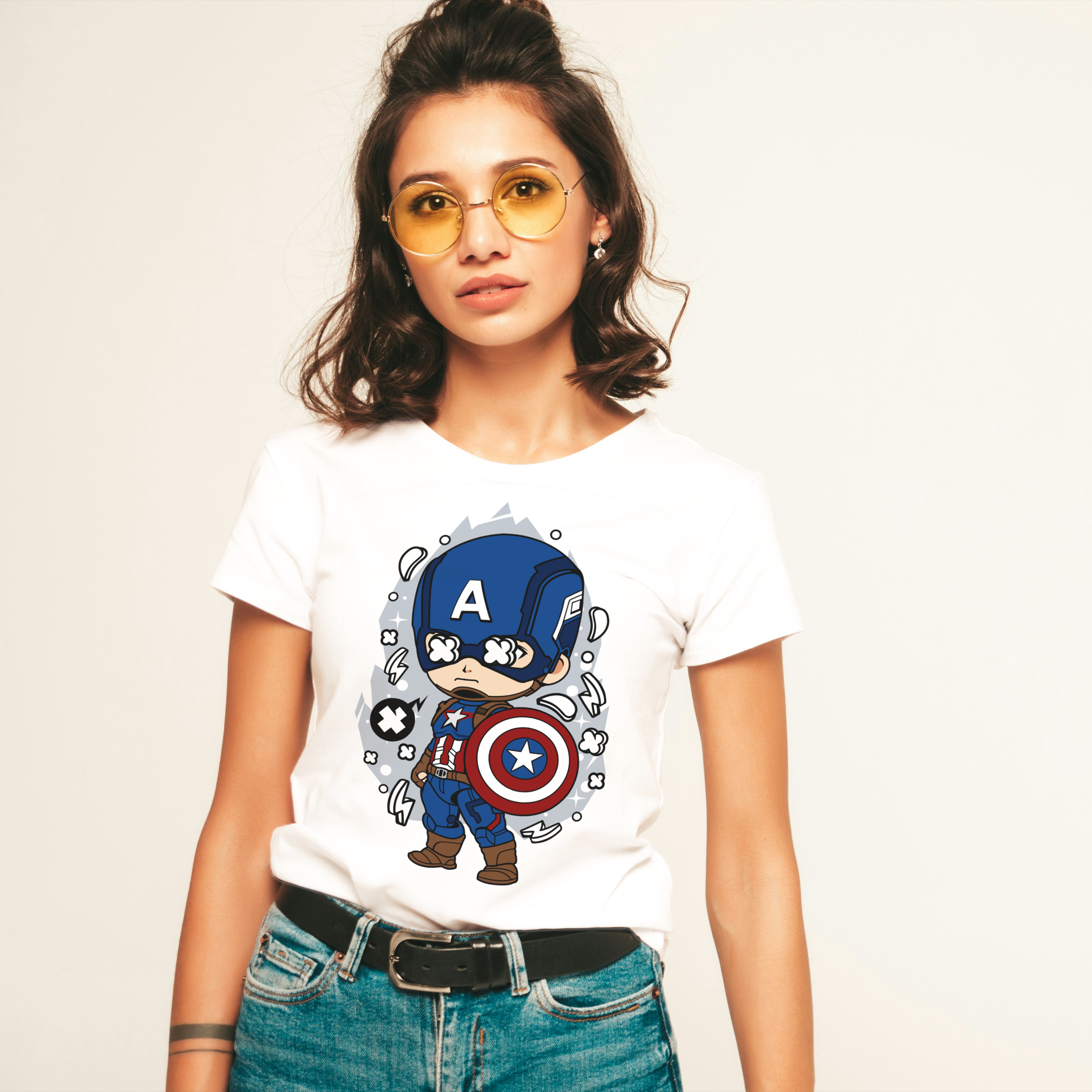 Polera MUJER Avengers / Capitan America 100% Algodón