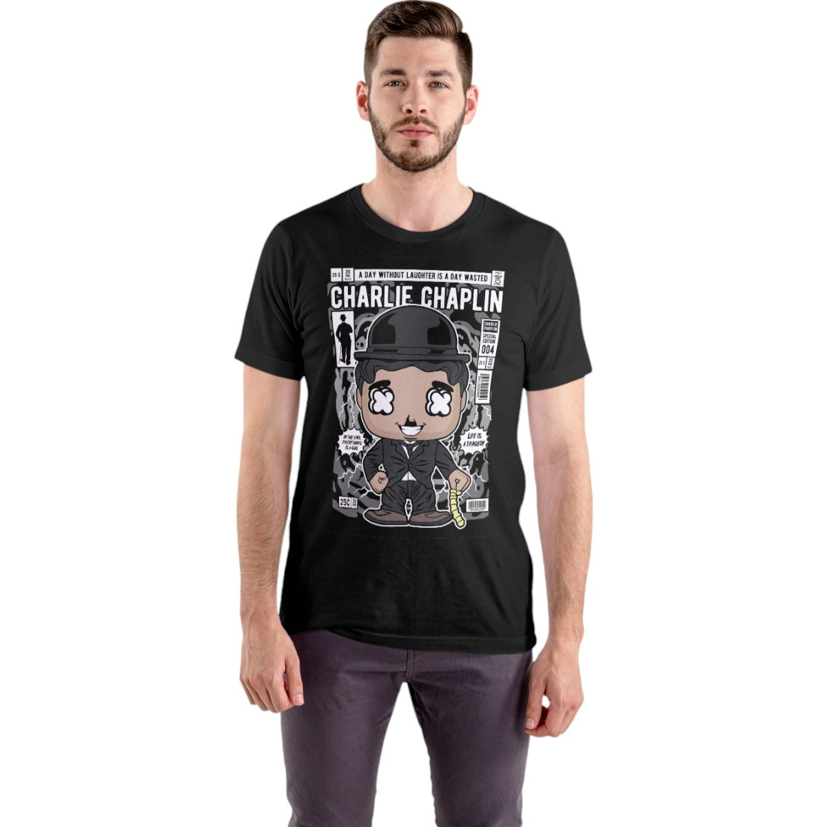 Polera UNISEX Charles Chaplin / Un día sin Risa 100% Algodón