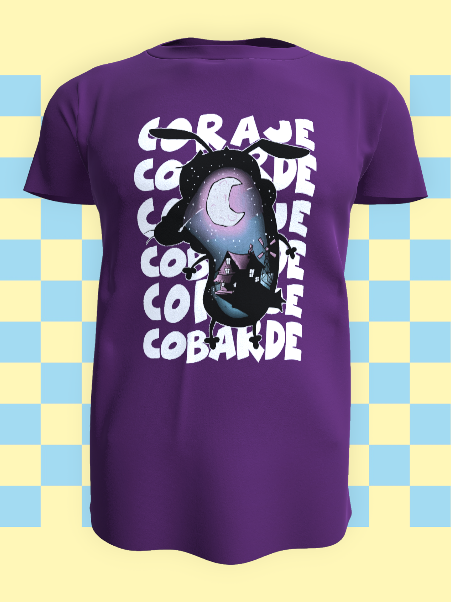 Polera Coraje el Perro Cobarde / Coraje Cobarde - Diseño 3 (100% Algodón)