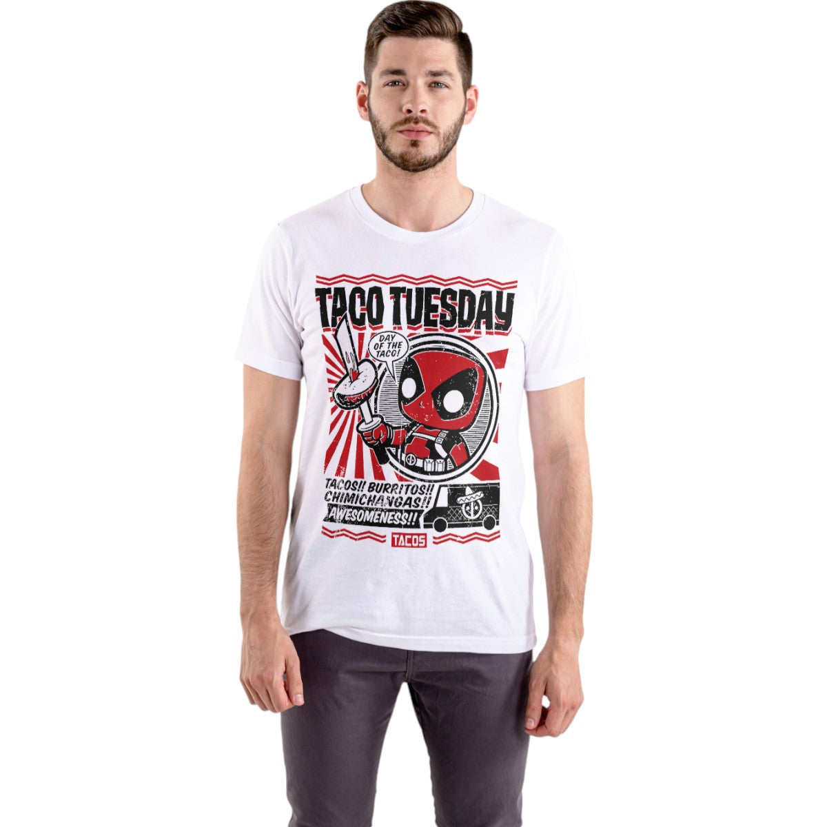 Polera UNISEX Deadpool / Tacos Burritos Chimichangas 100% Algodón