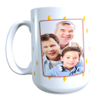 Taza Personalizada GRANDE 15 ONZAS con Foto, Dia del Padre Frase SUPER ABUELO