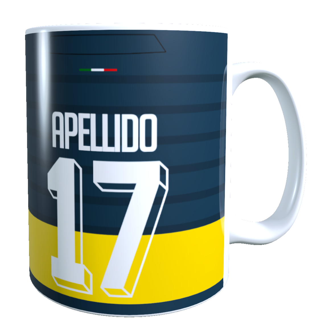 Taza Personalizado con Apellido y Numero, Diseño EVERTON