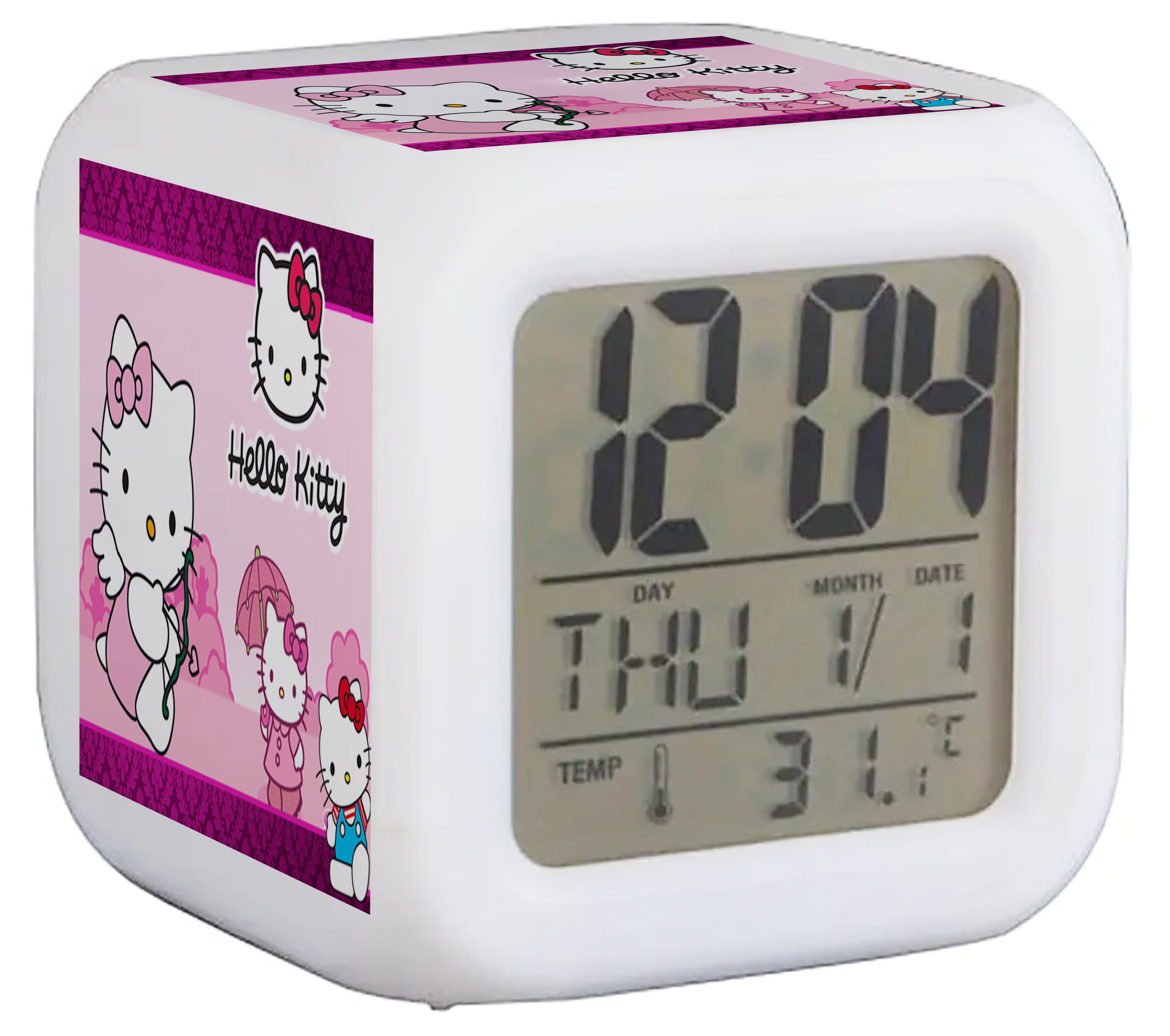 Reloj digital HELLO KITTY con luces led y despertador