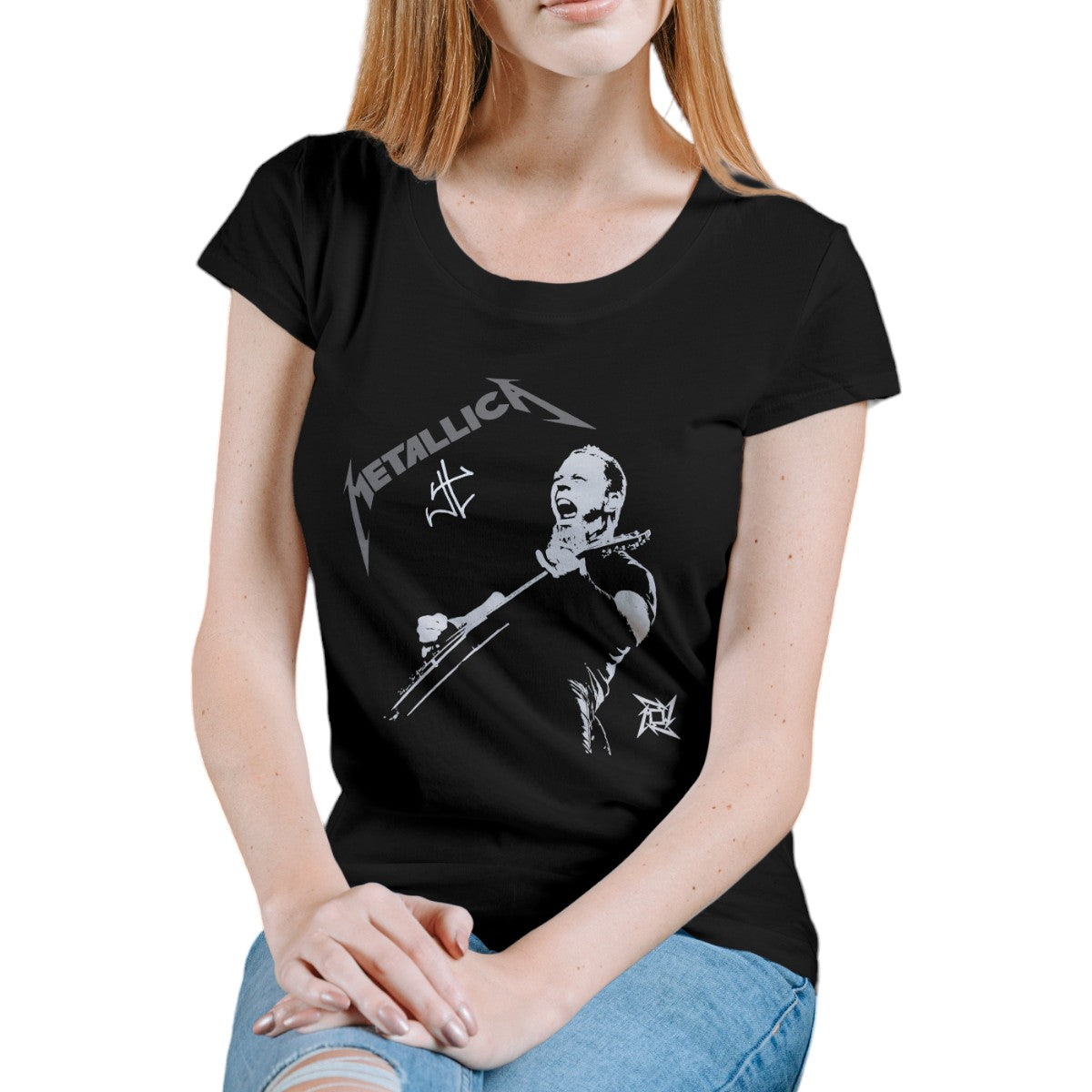 Polera MUJER James Hetfield / Metallica 100% Algodón