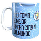 Taza Personalizada con Apellido y Numero, Diseño MANCHESTER CITY