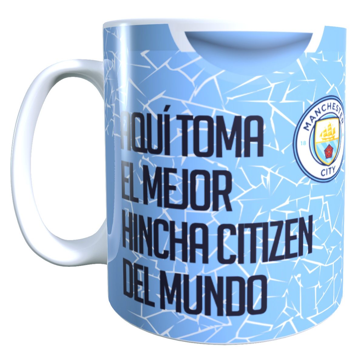 Taza Personalizada con Apellido y Numero, Diseño MANCHESTER CITY