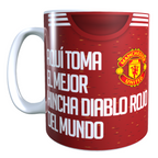 Taza Personalizada con Apellido y Numero, Diseño MANCHESTER UNITED