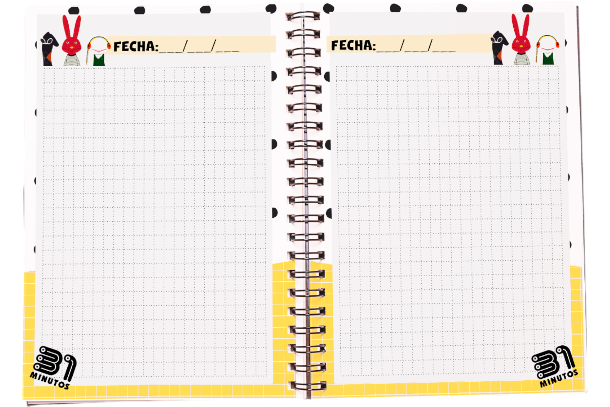 Libreta Cuaderno 31 minutos Cuadriculado sin fecha 21x15cm