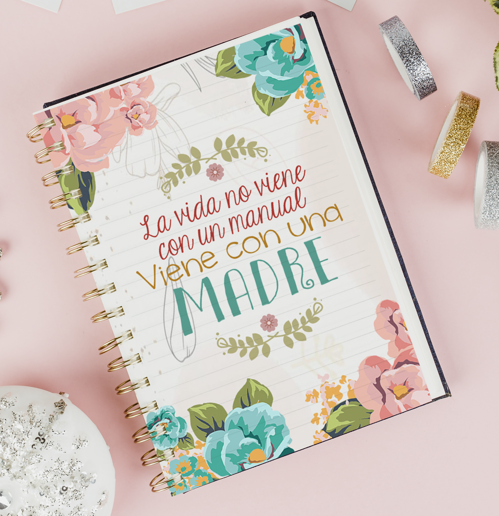 Agenda Dia de la madre, Planner Anual 21x15cm Sin Fecha
