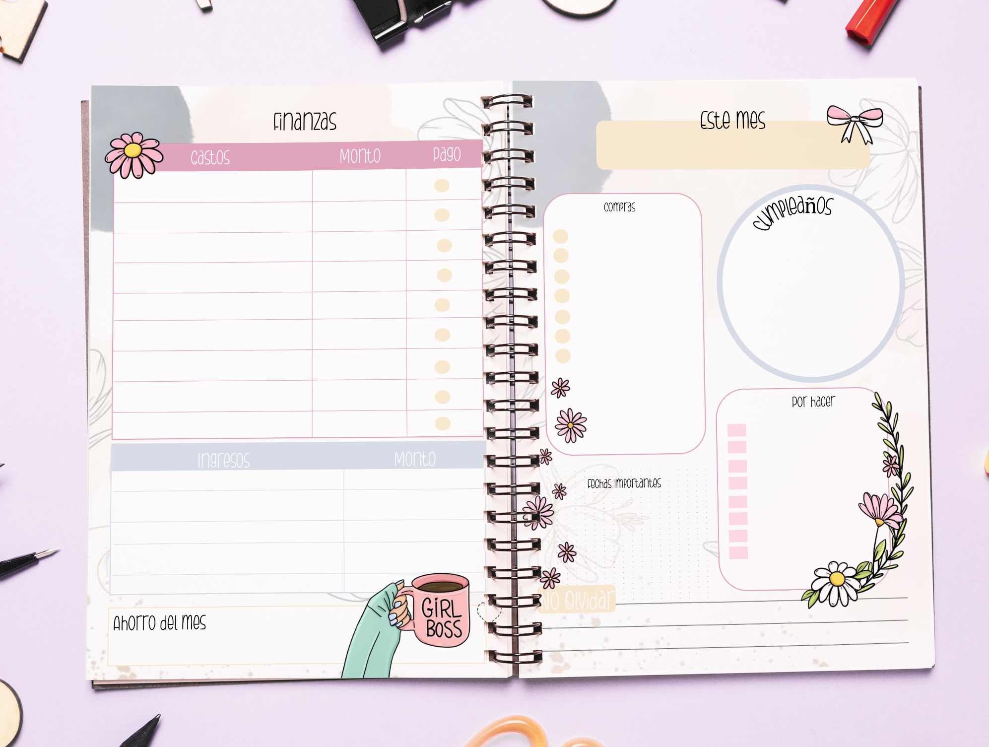 Agenda Dia de la madre, Planner Anual 21x15cm Sin Fecha