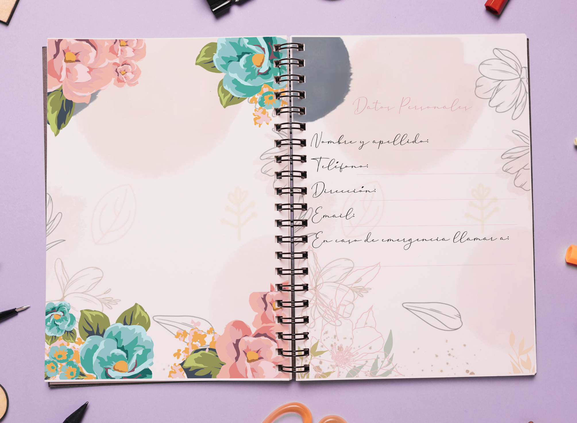 Agenda Dia de la madre, Planner Anual 21x15cm Sin Fecha