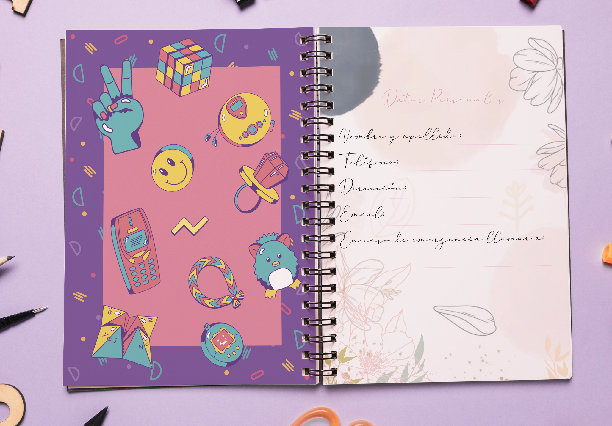 Agenda Versión Revista Miss 17 RETRO, Planner Anual 21x15cm Sin Fecha