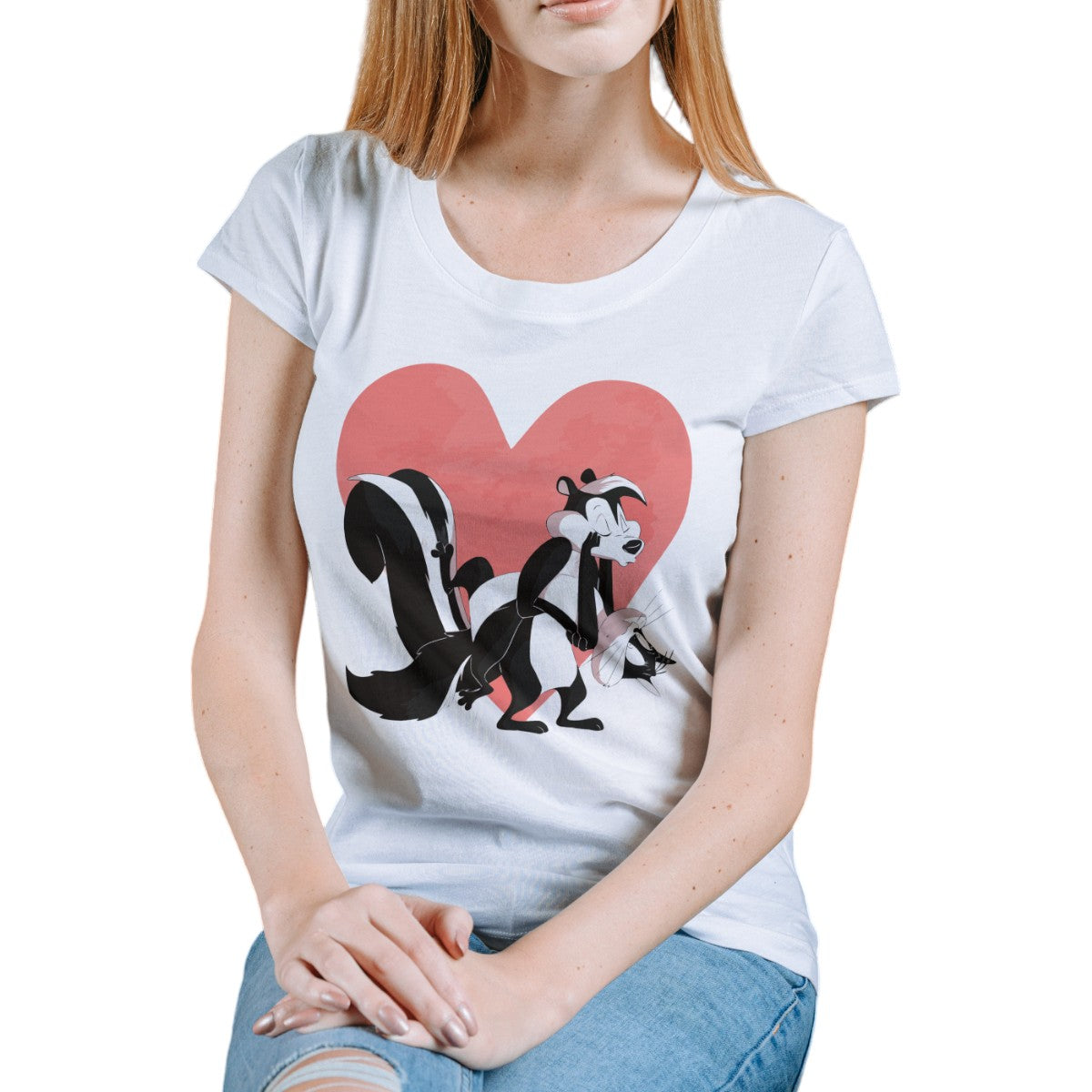 Polera MUJER Pepe Le Pew y Penelope 100% Algodón