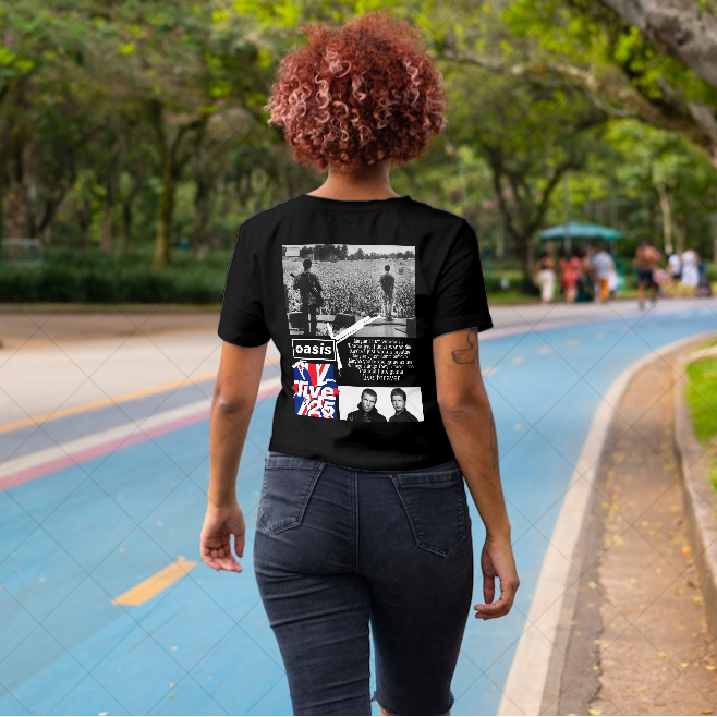 Polera MUJER OASIS Liam y Noel Gallagher BACK live 25' (100% algodón)