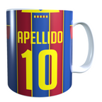 Taza Personalizada con Apellido y Numero, Diseño BARCELONA