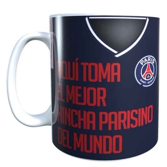 Taza Personalizada con Apellido y Numero, Diseño PSG PARIS SAINT GERMAIN