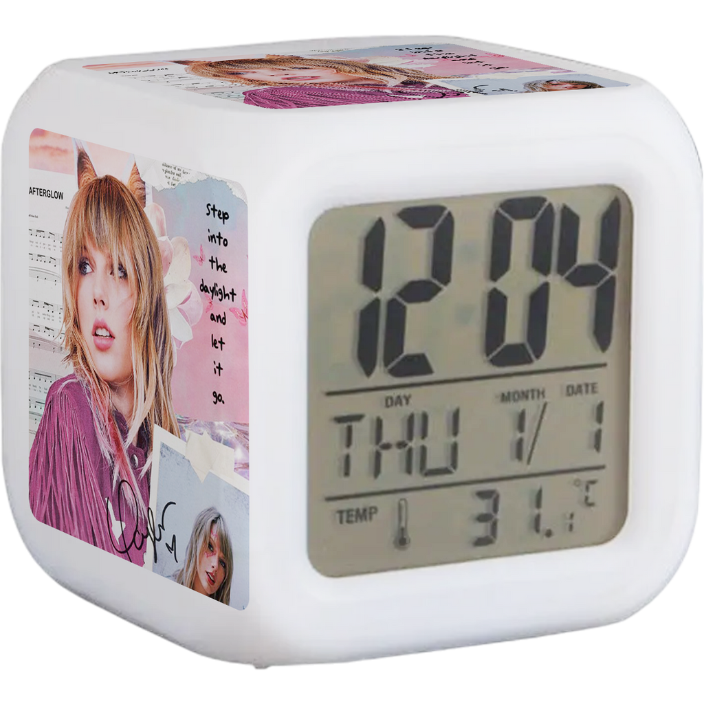 Reloj digital Taylor Swift con luces led y despertador