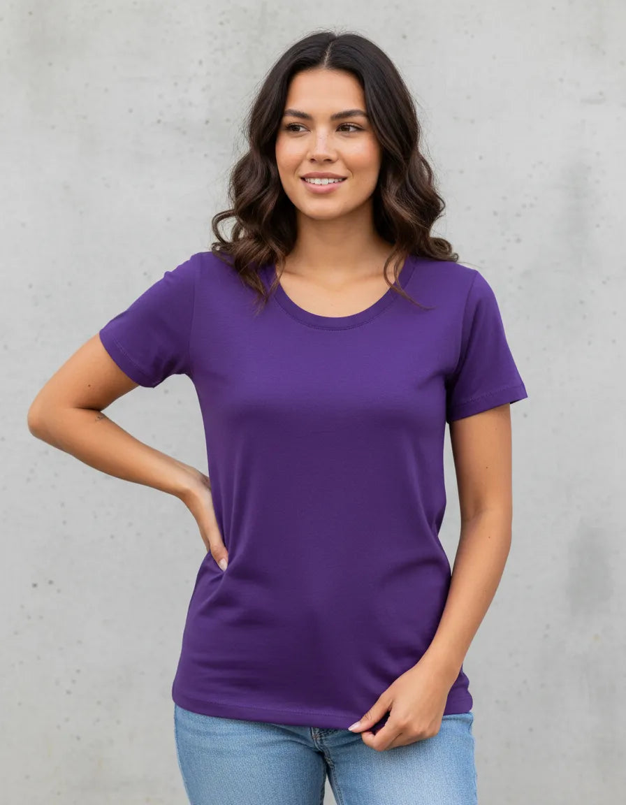 Polera De Mujer Lisa Ajustada Algodón 100% Premium Manga Corta Nacional Hq