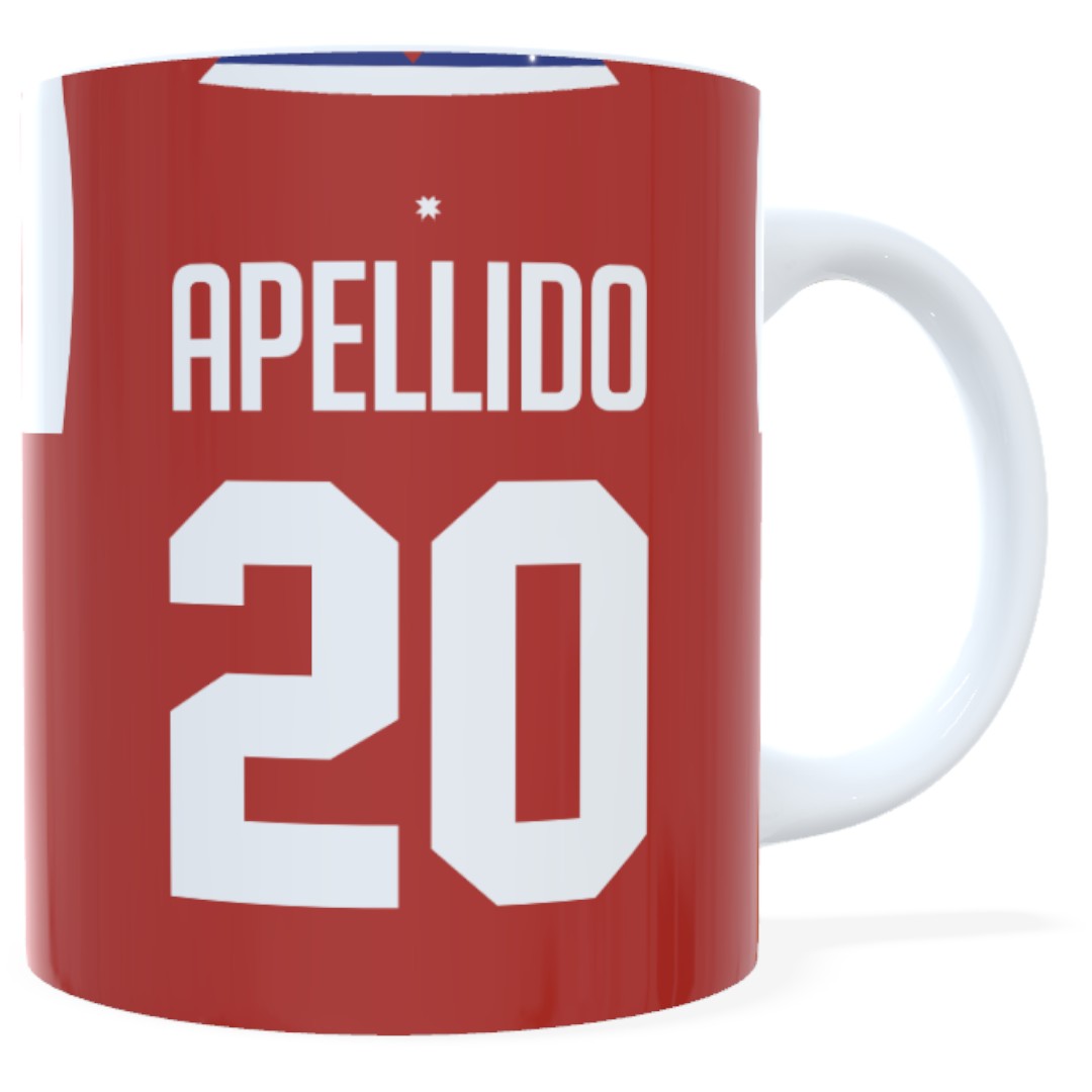 Taza Personalizado con Apellido y Numero, Diseño CHILE SELECCIÓN