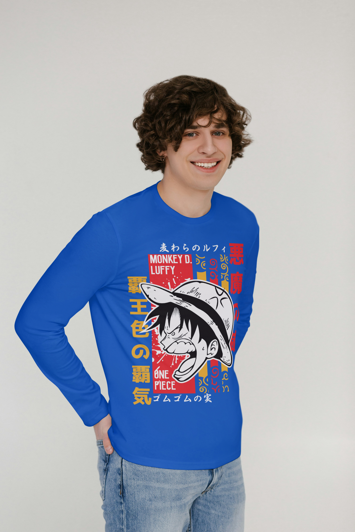 LIQUIDACIÓN Polera INFANTIL Monkey D Luffy  Manga larga 100% Algodón