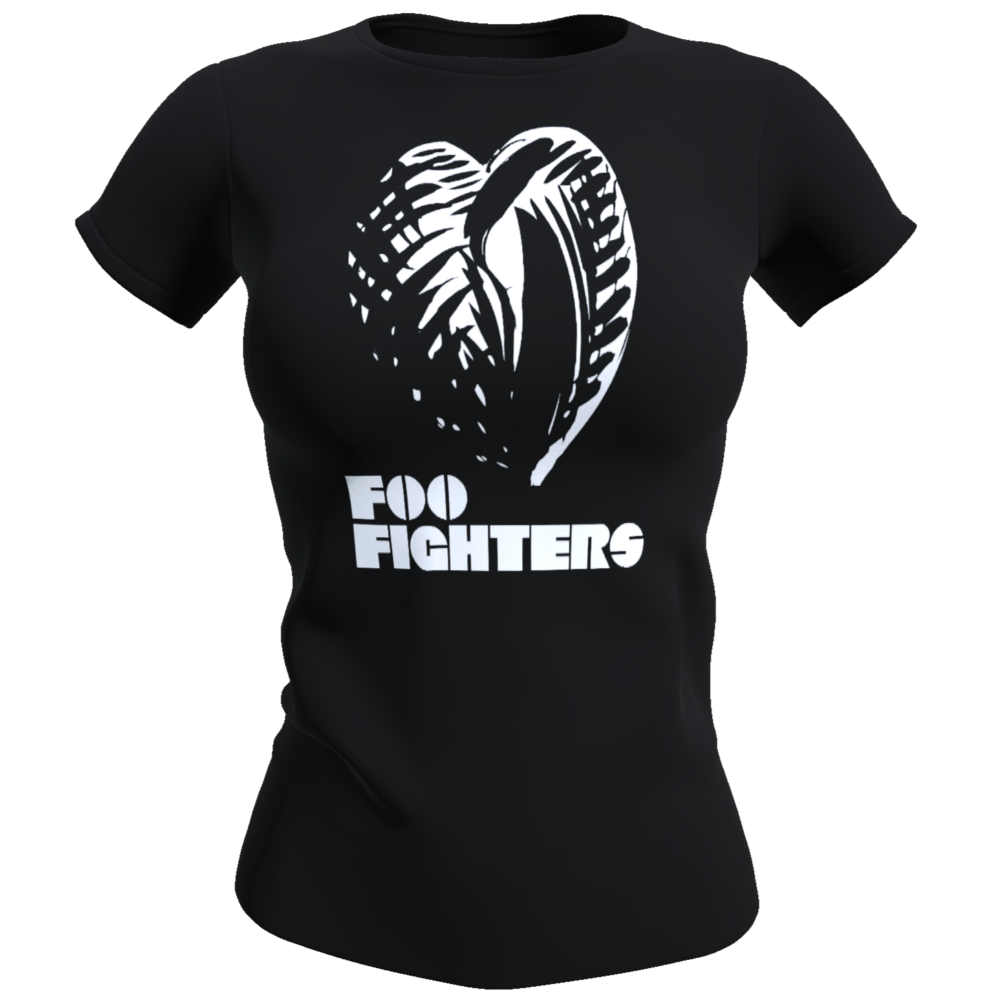 Polera Mujer Foo Fighters - Corazón Blanco (100% algodón)