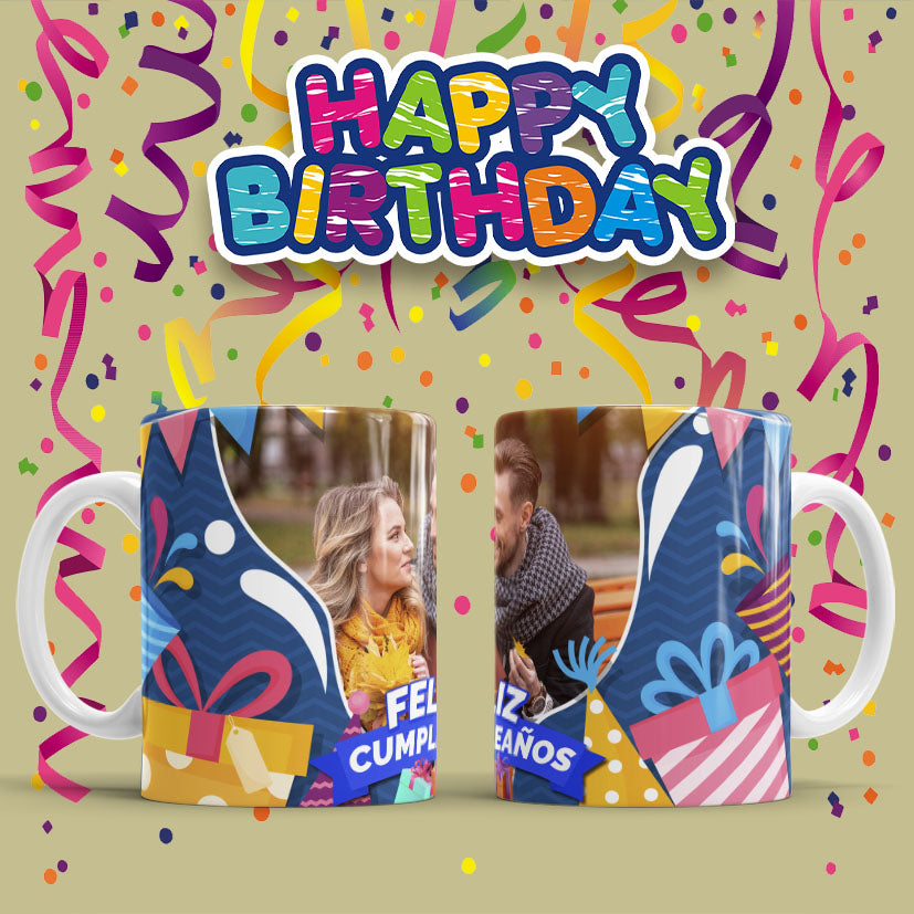 Taza Personalizada con Foto, Frase: Feliz Cumpleaños